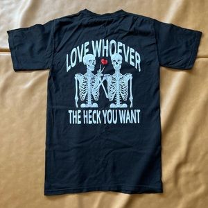 Alpha Forward “Love Whoever the Heck You Want” Black Tee (XS)